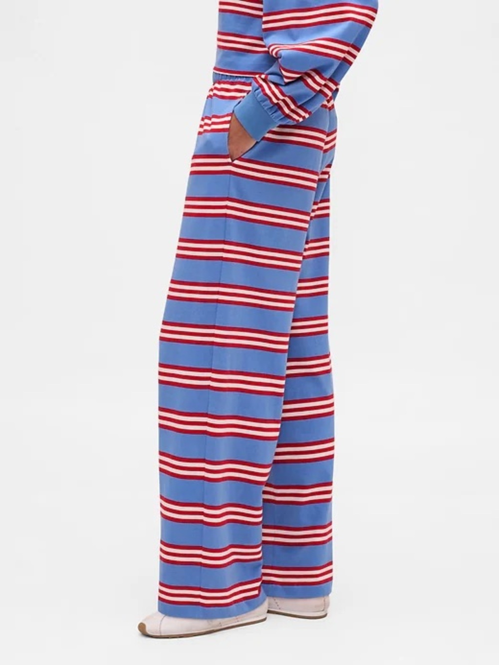 GAP Heavyweight Striped Straight Leg Sweatpants Blue Red White Parke Style